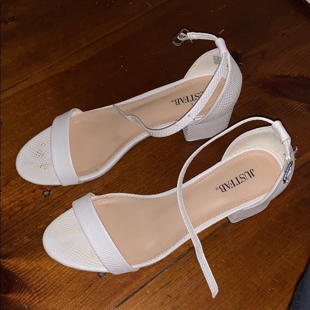 White strappy heels